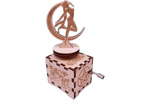 SailorMoon Carved Wood Music Box Hand Crank Musical Box with Rotating Top for Christmas,Birthday,Valentine's Day,Play Moonlig