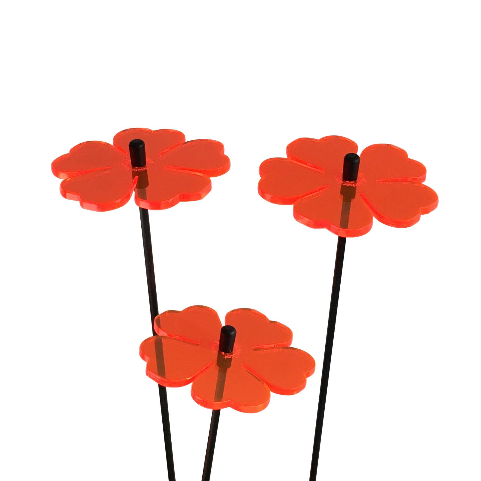 Sun Catcher Garden Decor Ornaments Double Blossoms Set of 3 Decorative Garden Stakes 25cm/10'' high Outdoor Accessory, Great Gardeners Gift, Colour:Red