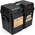 OKLPF Smart Battery Box Fits Group 24/27/31 Size Batteries for Boats, Marine,RV,Trolling Motor,Portable Battery Box,12V Marine Case w/ 50 AMP Connectors