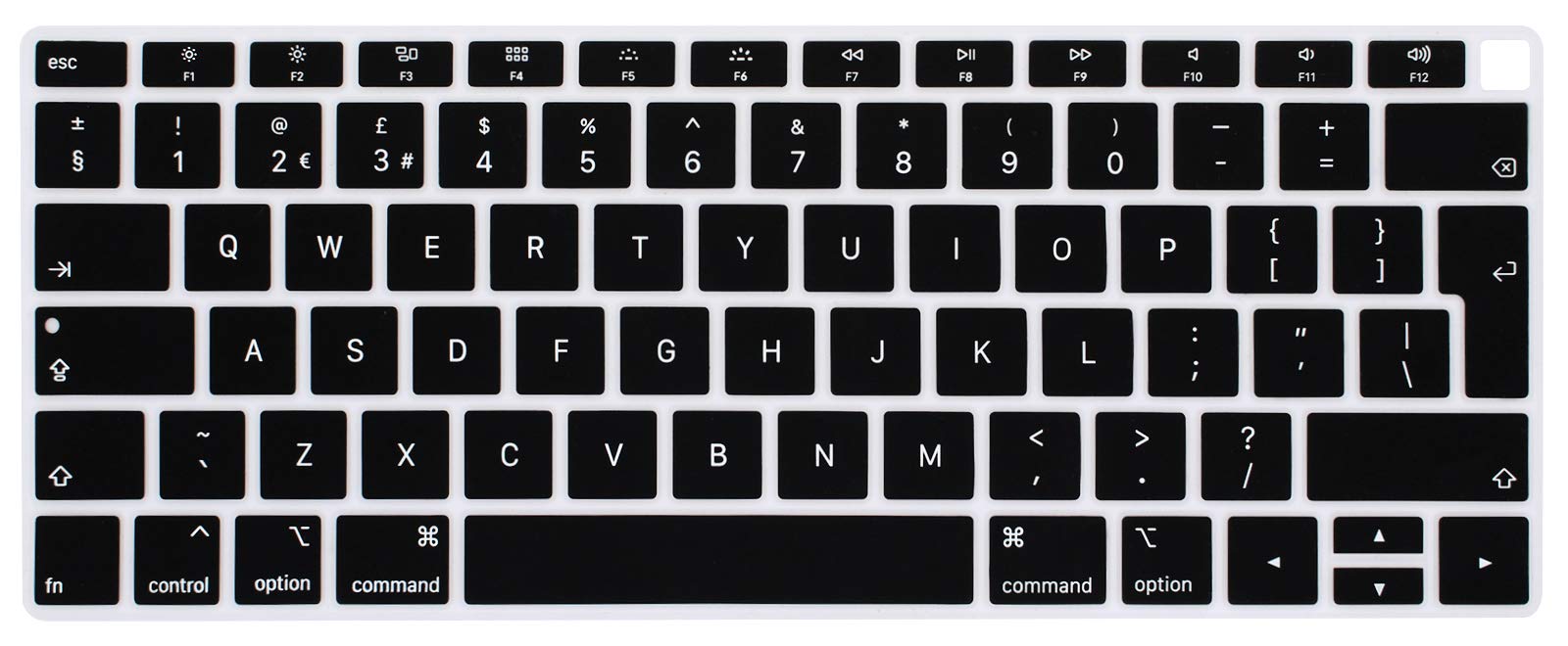 Se7enline Compatible with Macbook Air 13 inch Keyboard Cover 2018/2019 Soft Silicone Protector for MacBook Air 13-Inch with Touch ID with Retina Display Model A1932 UK Layout Protective Skin, Black
