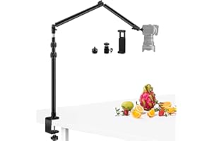 Obeamiu Camera Desk Mount Stand with 24.41'' Detachable Magic Arm, Mount Light Stand with 360° Ballhead, 16.7-40.1'' Tabletop