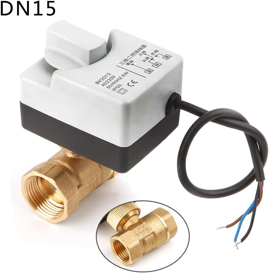 HavanaYZ AC220V DN15 DN20 DN25 2 Way 3 Wires Brass Motorized Ball Valve Electric Actuato with Manual Switch