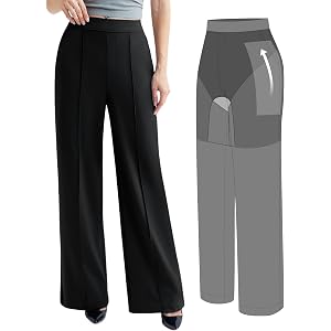 BRXL Women's Dress Pants Buit in Shapewear Shorts Tummy Control Slacks Work Office Business Casual Summer
