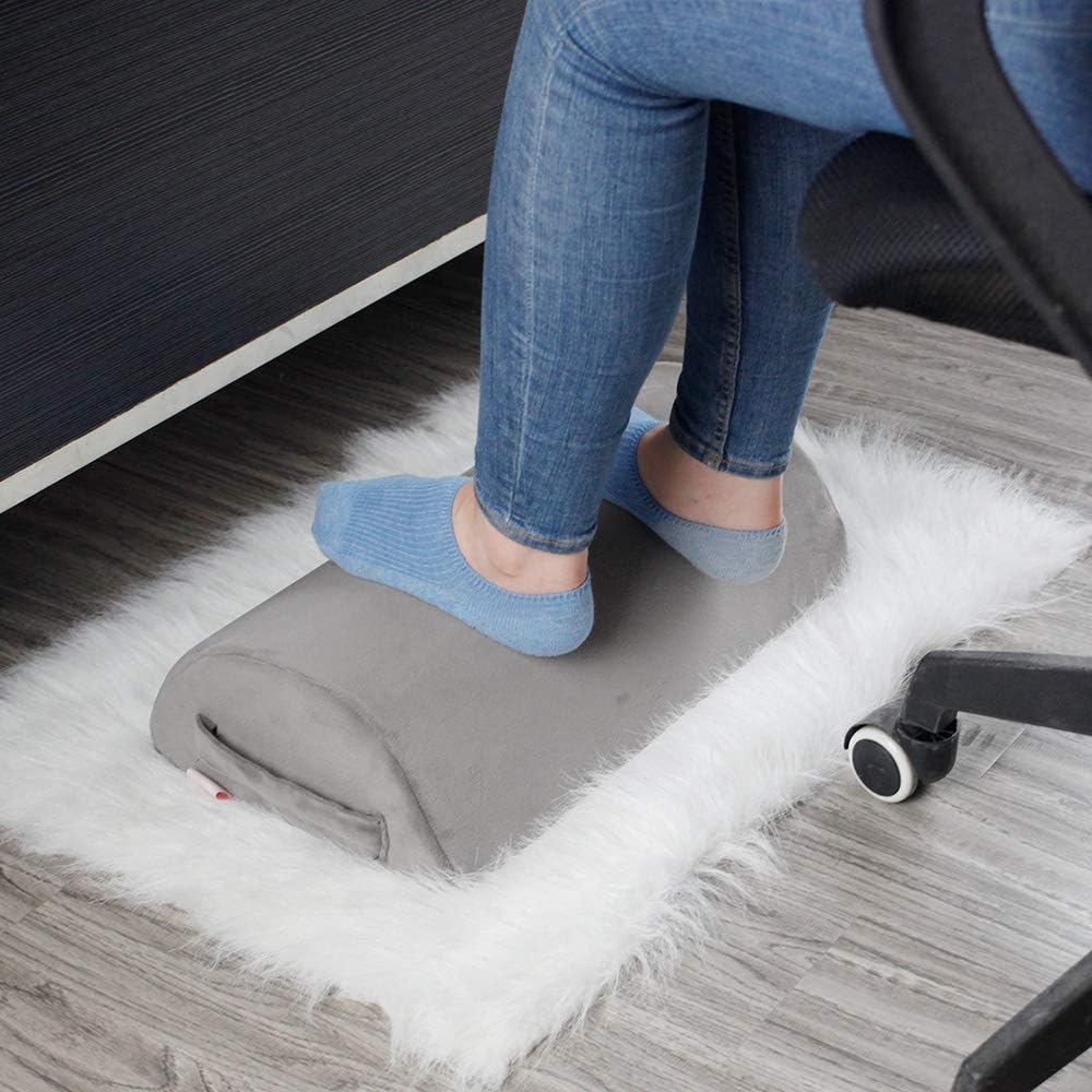 Ergonomic Foot Rest Cushion Under Desk with High Rebound Ergonomic Foam Non-Slip Half-Cylinder Footstool Footrest Ottoman for Home Office Desk Airplane Travel (Grey) : Office Products