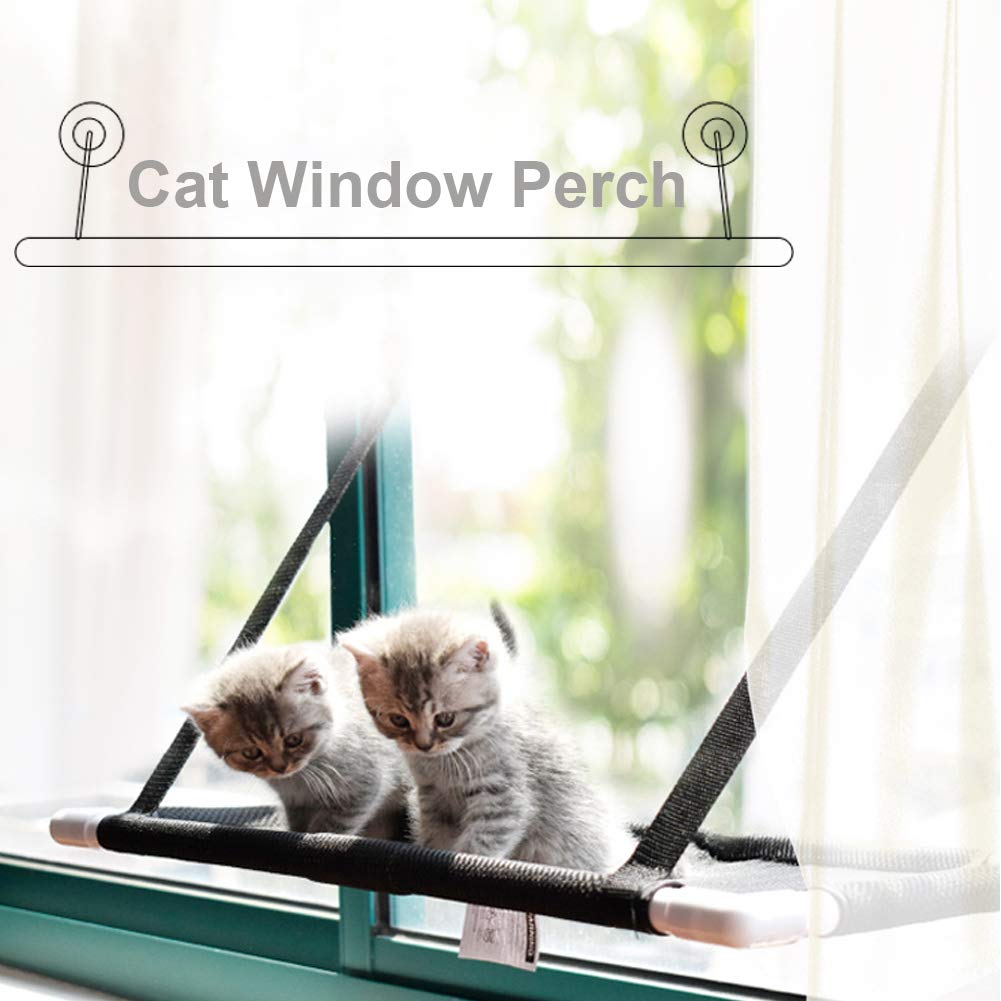 XianghuangTechnology Sunny Seat Window Cat Perch Mounted Cats Bed Hammock with Heavy Duty Suction Cups Holds Up To 22lbs, Easy To Install (Single Layer)