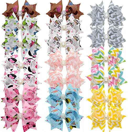 LCLHB 20 Bulk 3 Inch Rhinestone Ribbon Bow Alligator Clip for Children Baby Girl