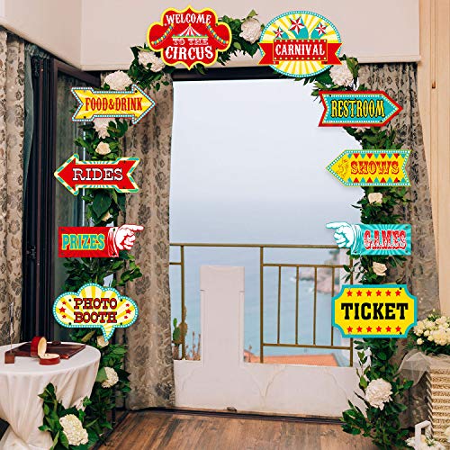 Blulu Carnival Decorations Laminated Circus Carnival Signs