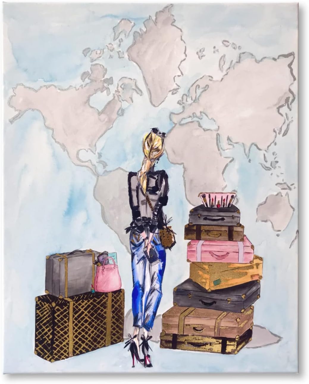 Mixed Media - Colleen Karis Designs | Next, Travel the World | Canvas Wall Art, 20x16