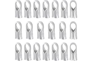 BENECREAT 20Pcs 925 Sterling Silver End Cap Crimps, 1.5mm Crimp Ends Beading Cord Protector Cord End Findings for Necklaces Bracelets Jewelry Craft Making, Hole: 3x1mm