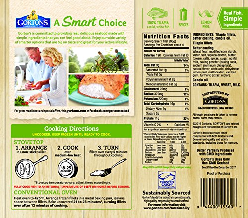 Gorton's, Skillet Crisp Tilapia Classic Seasonings with Lemon, 13.3 oz (Frozen)