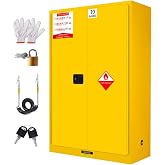 45 Gal Flammable Storage Cabinet, Hazardous Storage Cabinet, Self-Closing | 65"H x 43"W x 18"D, CE OSHA Complant, Adjustable Shelf, Fire Safety Cabinet, Fuel Storage Cabinet, Galvanized Steel