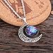 Luvalti Galaxy & Crescent Cosmic Purple Moon Pendant Necklace, Blue Glass, 17.5'' Chain, Great Gift for Women