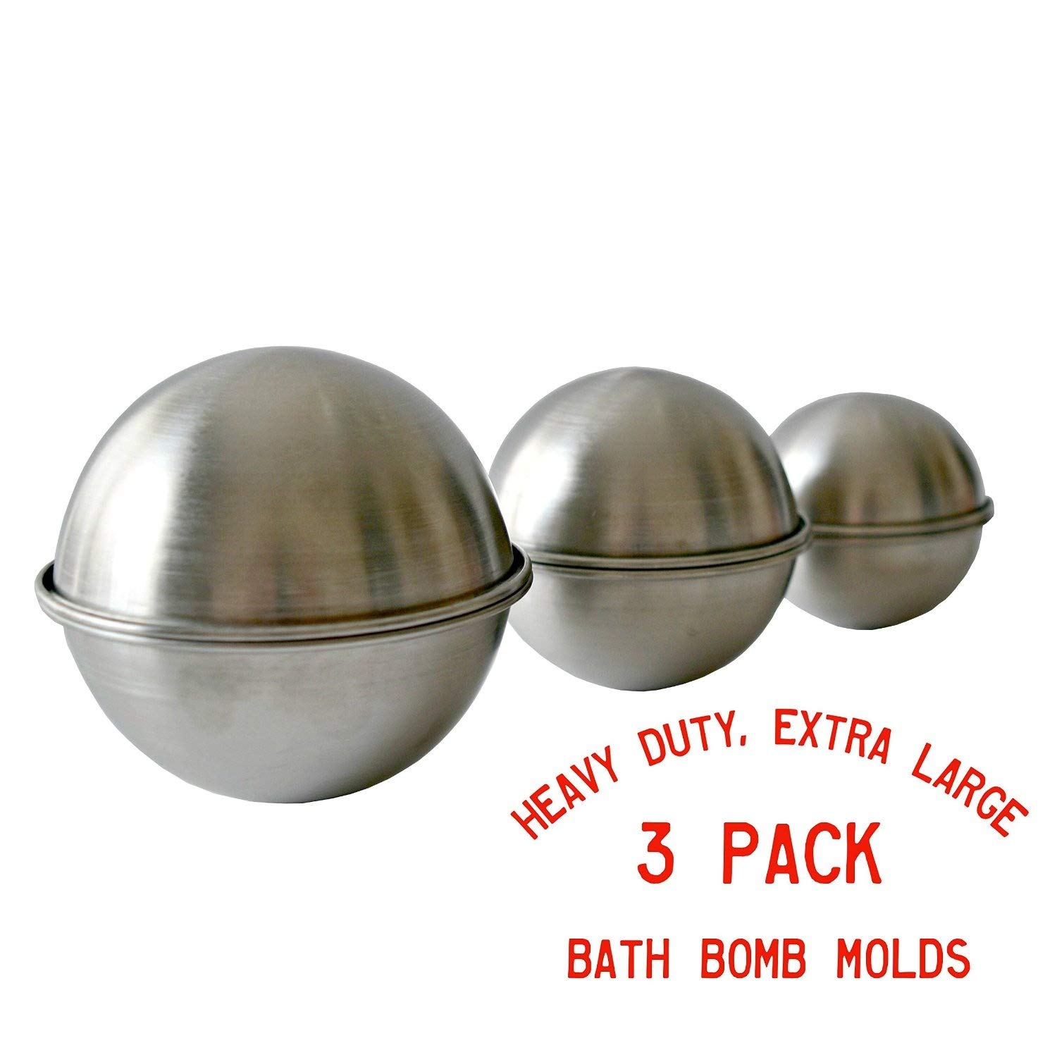 BATH BOMB MOLDS SET of 3 EXTRA LARGE 3.15", 2.75", 2.36", Sphere Mold