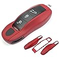 Aojezoor Bordeaux Red Key Fob Cover Compatible with Porsche Key Shell Key Fob Shell Replacement Compatible with Porsche Cayenne Panamera 911 718 Macan Boxster Cayman Old Style