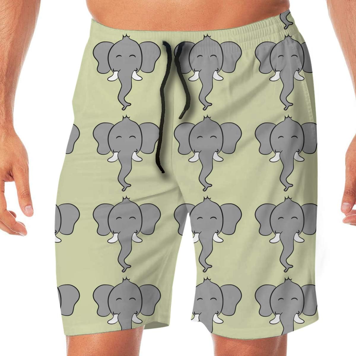 African Elephant Men's Swim Trunks Beach Casual Shorts for