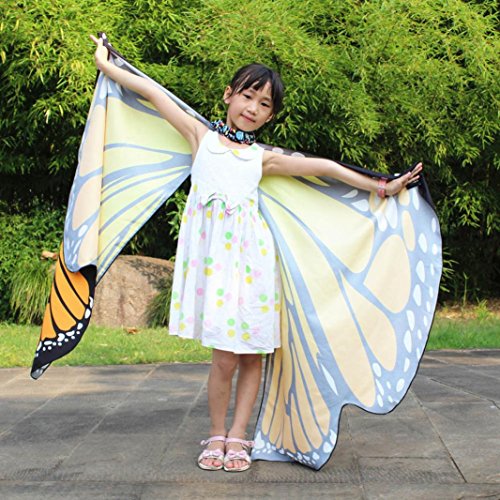 Monarch Butterfly Wings,Kemilove Prop Soft Fabric Butterfly Wings Shawl Fairy Ladies Nymph Pixie Costume Accessory (Kid,136108CM, Orange)