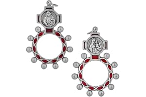 VILLAGE GIFT IMPORTERS Rosary Rings | 4 Styles with Colored Enamel | Holy Figures and Saints Finger Rosary | Carded and Modern | Christian Jewelry (Sacred Heart - Red Enamel)