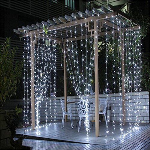 MZD8391 Curtain String Lights, 9.8 X 9.8ft 304 LED Starry Fairy Lights for Wedding, Bedroom, Bed Canopy, Garden, Patio, Outdoor Indoor (White Curtain Lights) - Thumbnail 3