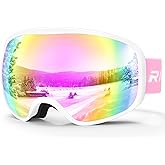 RIOROO Kids Ski Goggles for Boys Girls Aged 3-14, 100% UV Protection OTG Ski Goggles