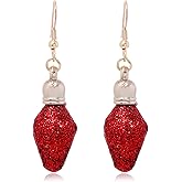 ONLYJUMP Red Green Christmas Dangle Earrings for Women Cute Long Chain Bow Knot Jingle Bell Christmas Tree Snowflake Dangle Earrings Christmas Holiday Jewelry Gift