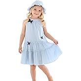 Yhnslsf Baby Girls Spring Summer Dresses Outfits Little Girl Dress Casual Halter Neck Sleeveless Sundress for Kids 12M-8Y
