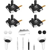 OLCLSS Joystick Replacement Kit for Oculus Quest 2 Controller, Repair Accessories for Meta Quest 3 Controller, Include 2 Joysticks, T5 Screwdriver, Tweezer, Pry Tool, 4 Thumbstick Grips