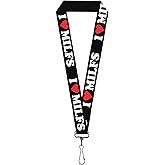 Buckle-Down Lanyard, I Heart MILFS Black White Red, Elastic