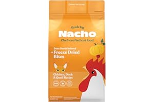 Made by Nacho Dry Cat Kibble 2lb Bag, High Protein Premium Cat Food with Freeze-Dried Pieces, Cage-Free Chicken, Duck & Quail, Limited Ingredients, Single Bag