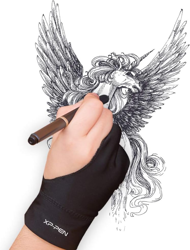 XP-PEN Drawing Anti-fouling Lycra Graphics Two-Finger Glove S/M/L Size (S), Black, Small - Image 3