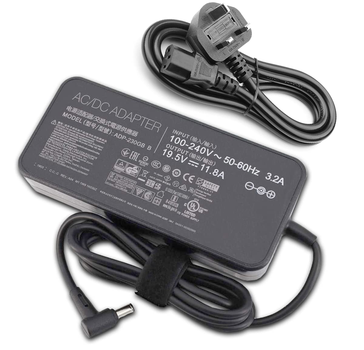 19.5V 11.8A 230W AC Adapter Charger Compatible for Asus ROG Zephyrus GM501GS GX501 GX501V GX501VI GX501VS GX502GW GX502GV GX502 GX501VI-XS75 GX501VI-XS74 ADP-230GB B