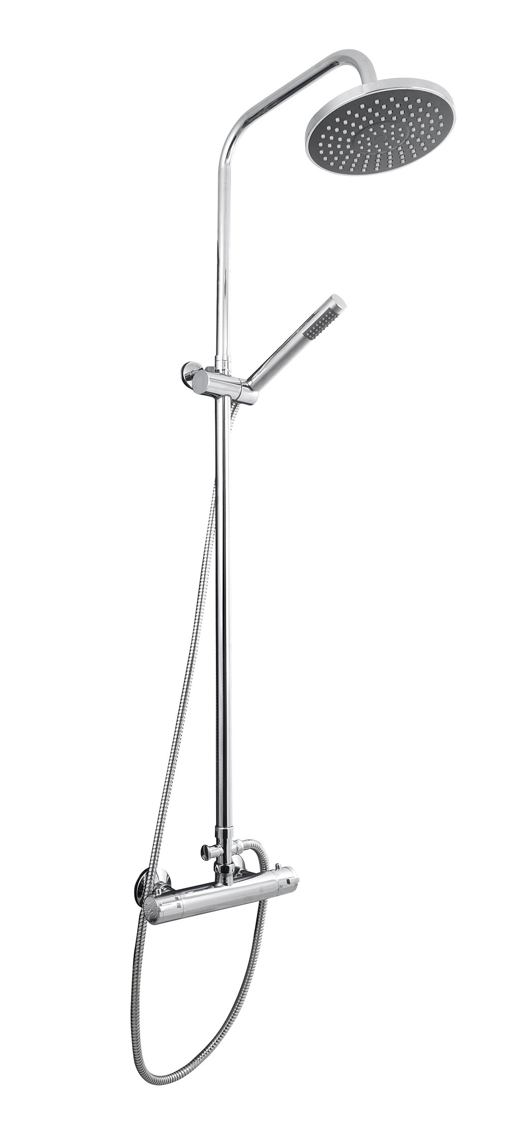 nuie JTY375 | Modern Bathroom Round Thermostatic Bar Shower With Free Kit , 1245mm x 267mm, Chrome