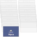 BEHAHAI 10 PCS Plastic Card Holder Clear Horizontal Waterproof ID Badge Card