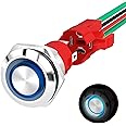 Joinfworld 19MM Latching Push Button Switch 12V 20A Heavy Duty DC 12 Volt Waterproof Push Button Light Switch On Off with Wire Socket Plug for Marine Boat Car Truck