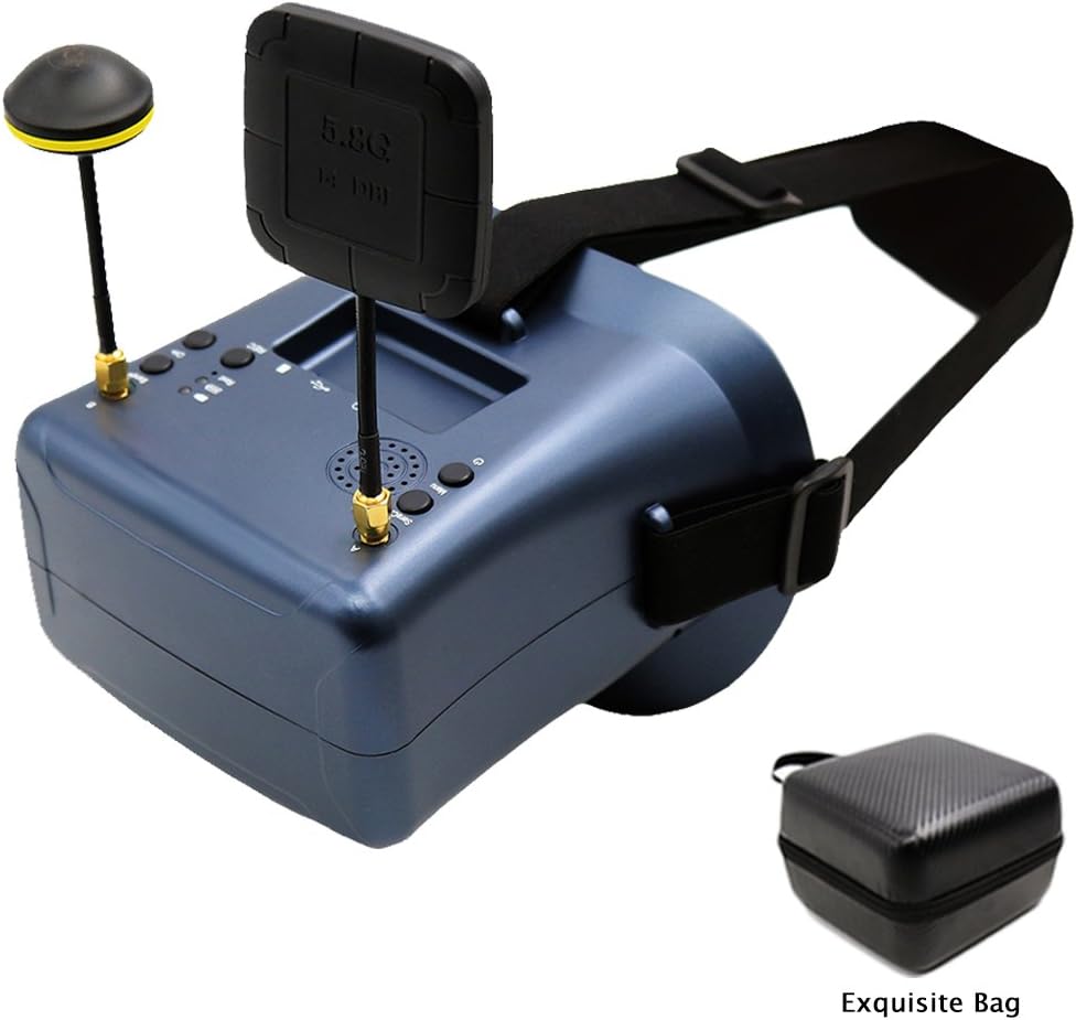 FPV Goggles Headset with DVR 5.8GHz 40CH Raceband Headrest Video Glasses 4.3 Inch LCD Display Built-in 3.7v/2000mAh Battery for RC Racing Quadcopter