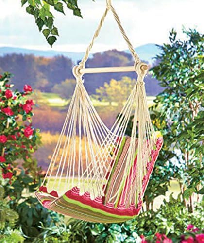 Hanging Rope Chair Porch Swing Seat Patio Camping Max. 265 Lbs (Pink or Green) (Pink)