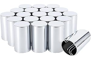 CABTHERLYN 33mm x 3 1/2" Lug Nut Cover ABS Chrome Plastic Cylinder Nut Cover, Push-On fit Hub Piloted Wheels, Complete Axle Cover Kits, Lug Nut Covers for Semi Trucks Trailers, 20 Pack