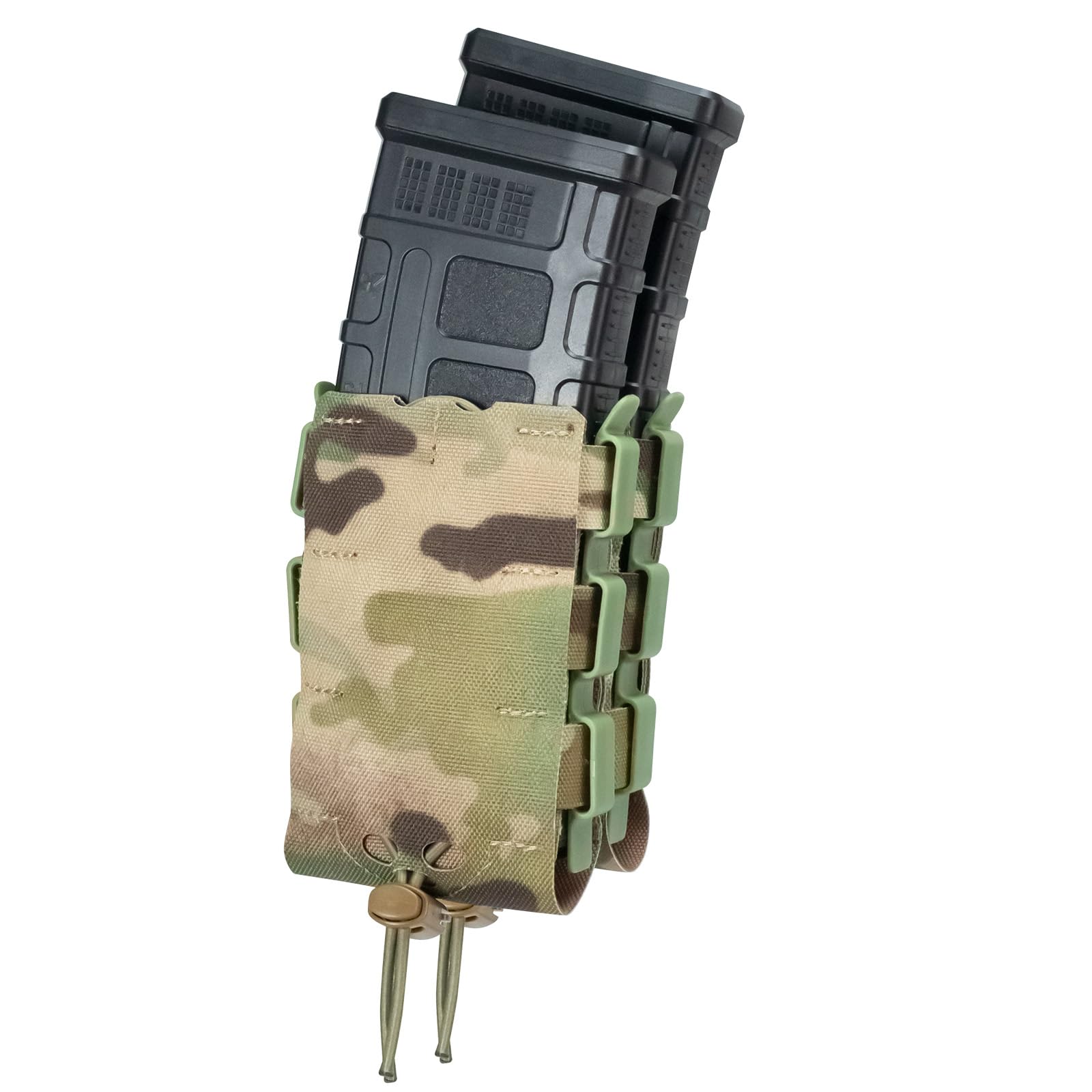 Photo 1 of 2 Pcs Molle Magazine Pouch, 5.56 Double Mag Holder with MOLLE/Various Duty Belt Clip, for Rifle Magazines from 223-7.62x39 (MC)