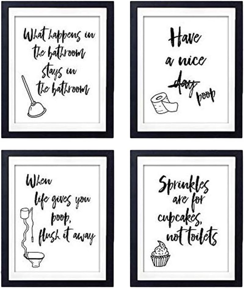 VOSAREA 4pcs Bathroom Decals Inspirational Quotes Wall Stickers for Home Hotel Bathroom Toilet