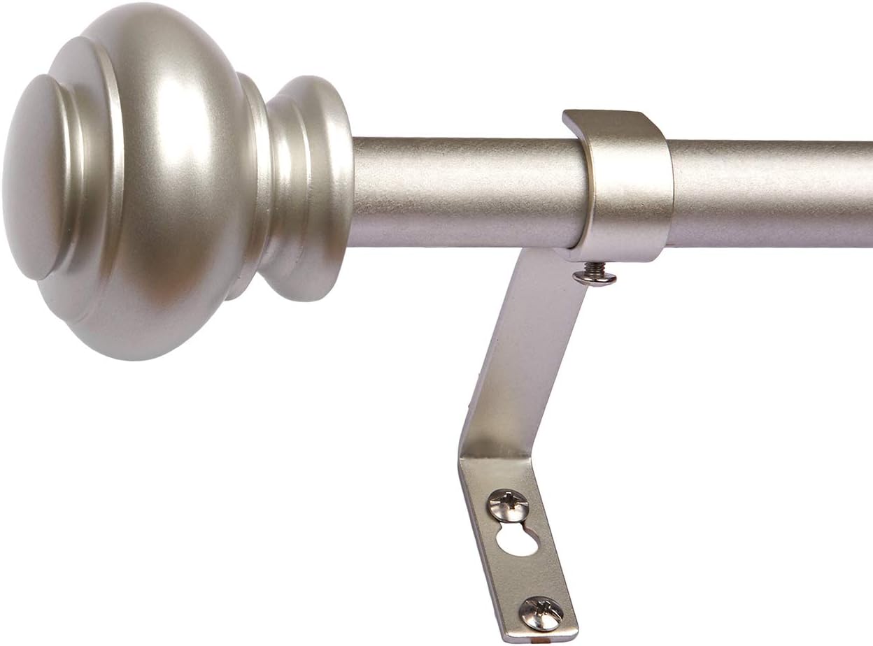 WL.Rocaille 3/4" Standard Decorative Curtain Rod, 28-48 inch Single Windows Rod with Resin Finals (Champagne): Home Improvement