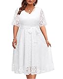 Women Plus Size White Dress Lace Bridal Shower