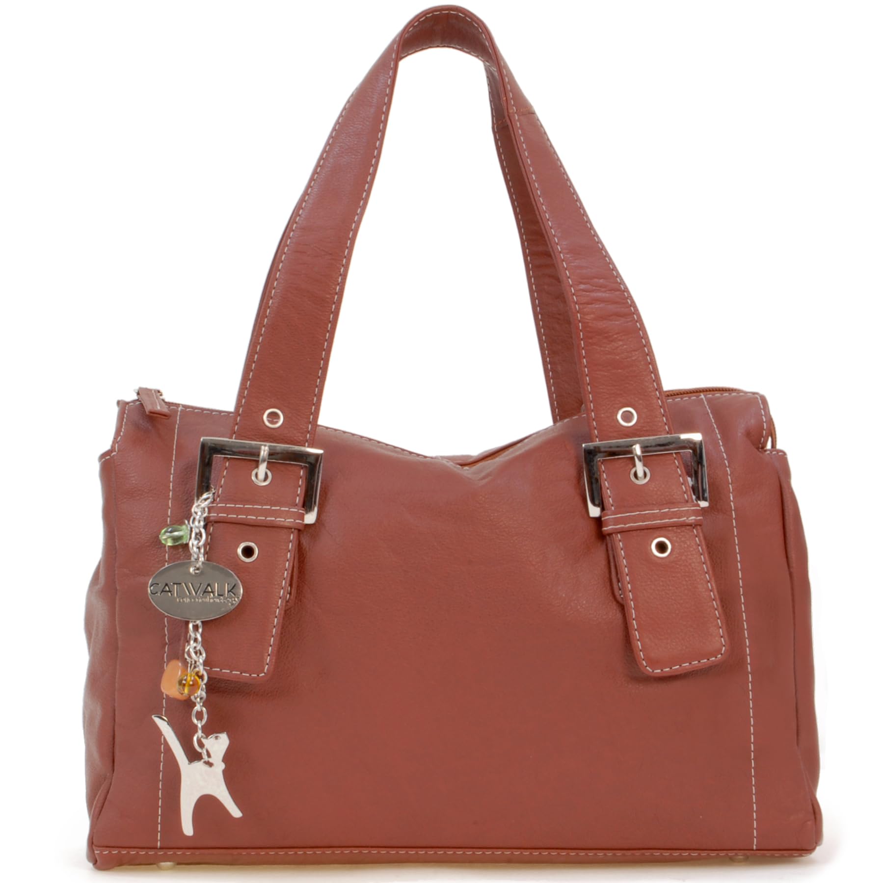 Catwalk Collection Handbags - Soft Leather Shoulder Bag For Women - Medium Slouchy Top Handle Bag - Jane - Tan