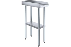 AmGood Commercial Work Table with Backsplash and Sidesplashes | Height: 35" | Stainless Steel Prep Table for Kitchen, Restaurant, Garage, Laundry | NSF (12" Long x 24" Deep)