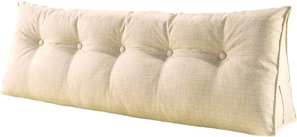 Vercart Upholstered Headboard Filled Triangular Wedge Cushion Sofa Bed Large Soft Bed Backrest Positioning Support Reading Pillow Office Lumbar Pad with Removable Cover California King Linen Ivory