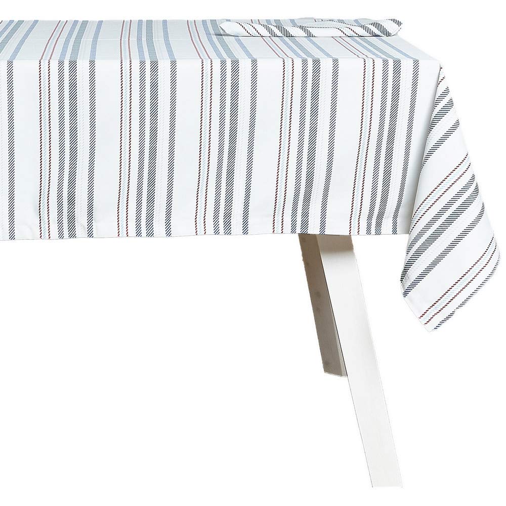 HOGARYS Tablecloth and Napkins Set, Polyester, Maroline Blue, 150_x_250cm