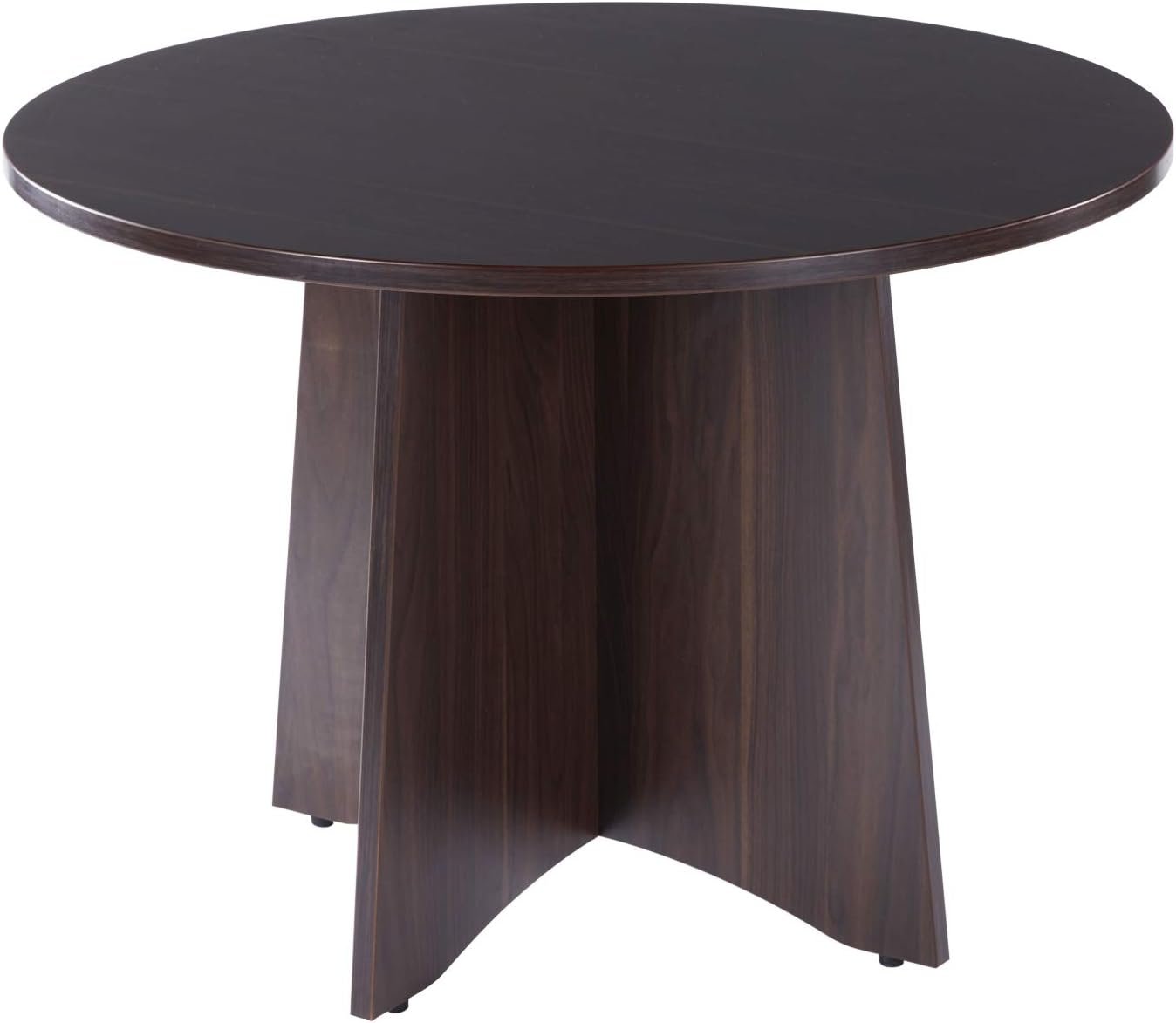 Sunon 42 inch Dia Round Conference Table with X-Shaped Wood Panel Small Dining Table (Dark Walnut)