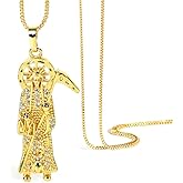 BeTime Santa Muerte Necklace: 18K Gold Plated Santa Muerte Pendant Jewelry for Women, Mothers Day Gifts