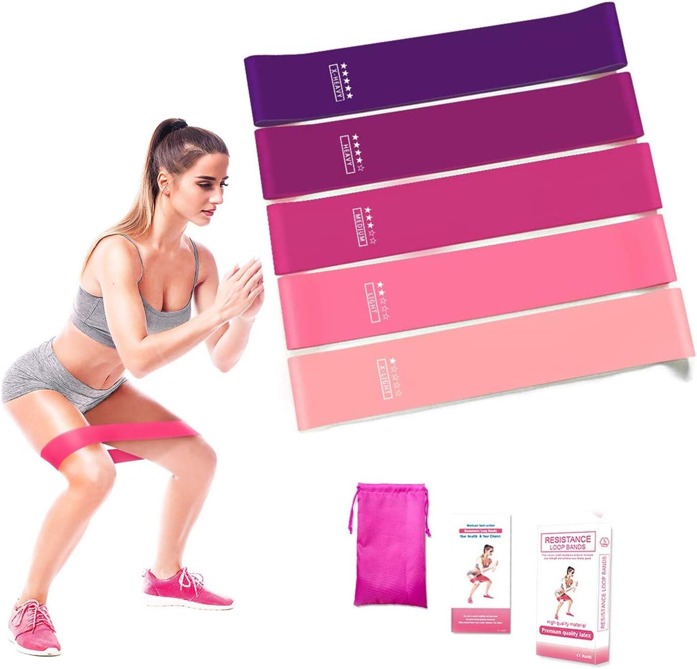 VANUODA Resistance Bands for Men or Women, Skin-Friendly Rubber Exercise Fitness Loop Bands with Set of 5 Different…