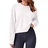 PINSPARK Soft Crewneck Cropped Sweatshirt for Women Long Sleeve Relaxed Lightweight Basic Crop Tops 2025