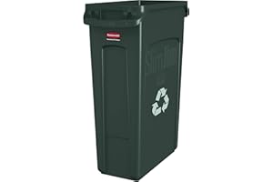 Rubbermaid Commercial Slim Jim Recycling Container with Venting Channels, Plastic, 23 Gallons, Green (354007GN)