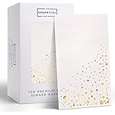 Stylish Gold Dinner Napkins, Disposable White and Gold Napkins, 100 Pack Party Napkins, 7.5 x 4.25 Inch Wedding Napkins for Reception, 3-Ply Paper Dinner Napkins for Wedding Reception